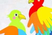 Vibrant Handprint Parrot Art