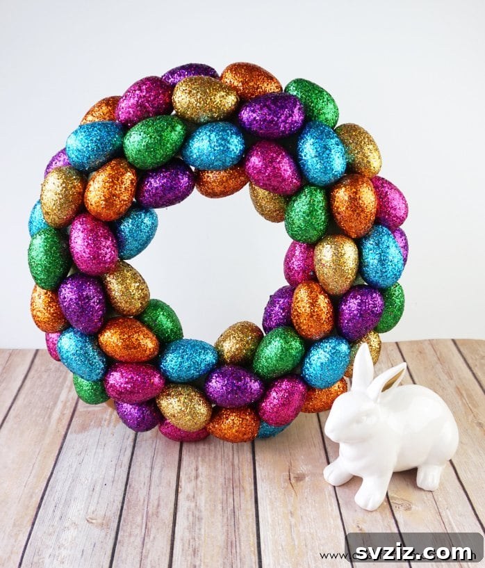 DIY Glittered Easter Egg Wreath