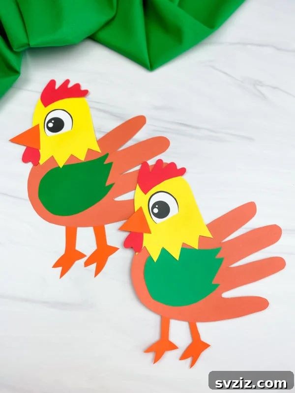36 Creative Construction Paper Projects 14 Handprint Rooster Craft For Kids