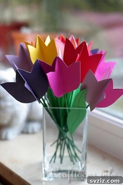 36 Creative Construction Paper Projects 35 Paper Tulip Bouquet