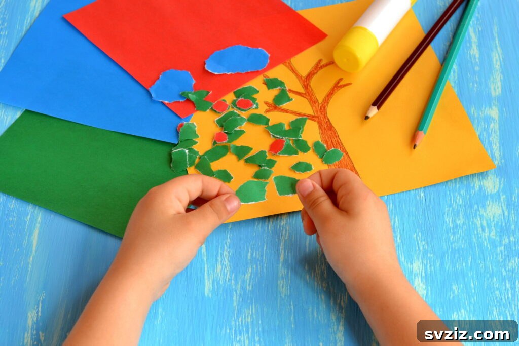 36 Creative Construction Paper Projects 9 Paper Tearing Activity