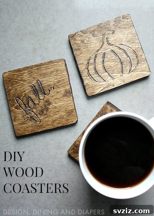 Charming DIY Wooden Coasters from Wood Slices or Squares