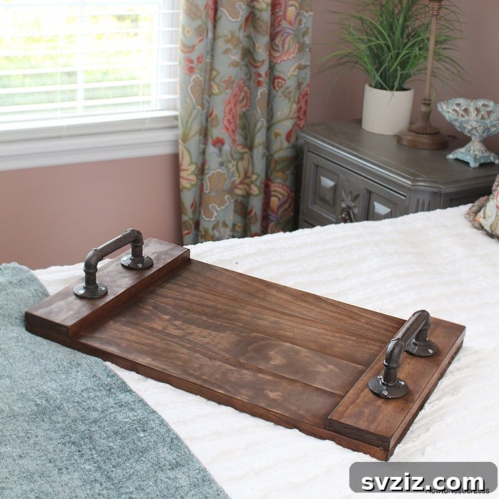 Elegant DIY Stained Wood Tray with Handles
