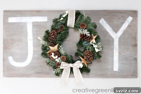 Festive DIY Faux Barn Wood Christmas Wreath Sign