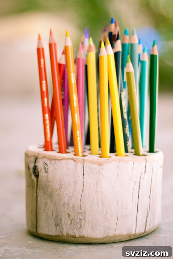 Charming DIY Rustic Wooden Pencil Holder