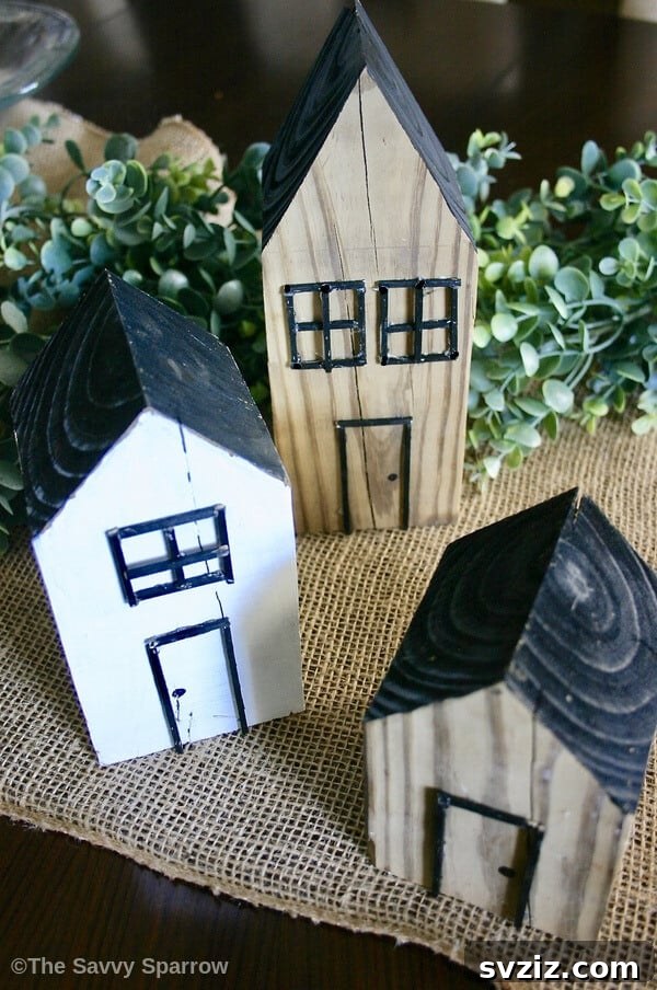Charming DIY Decorative Wooden Houses from Scrap Wood
