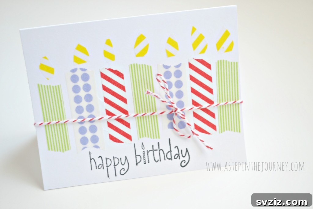 41 Creative Handmade Birthday Card Ideas 11 Colorful Washi Tape Birthday Card