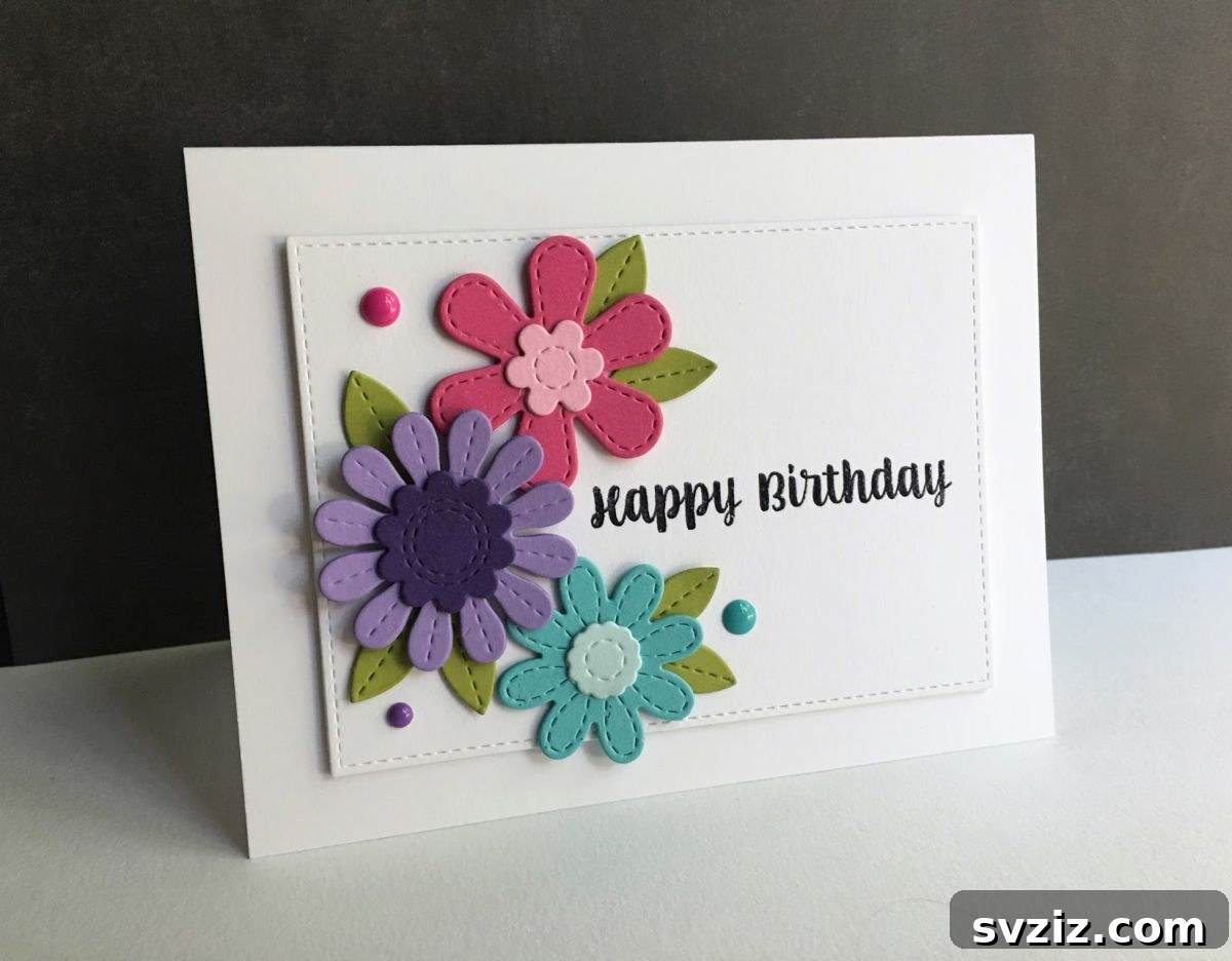 41 Creative Handmade Birthday Card Ideas 23 Handmade Fabric Flowers on a Birthday Card