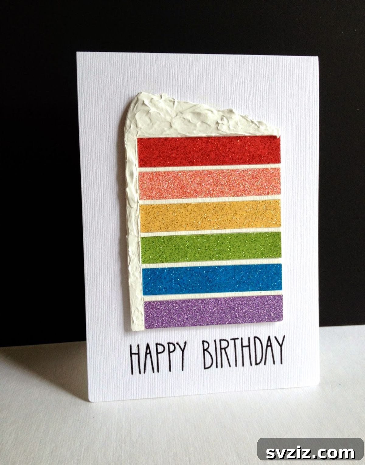 41 Creative Handmade Birthday Card Ideas 33 Sparkling Rainbow Birthday Cake Card