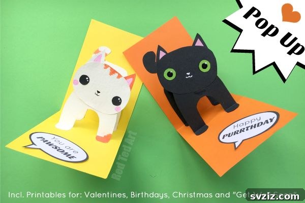 41 Creative Handmade Birthday Card Ideas 34 Cute 3D Cat Pop-Up Birthday Card