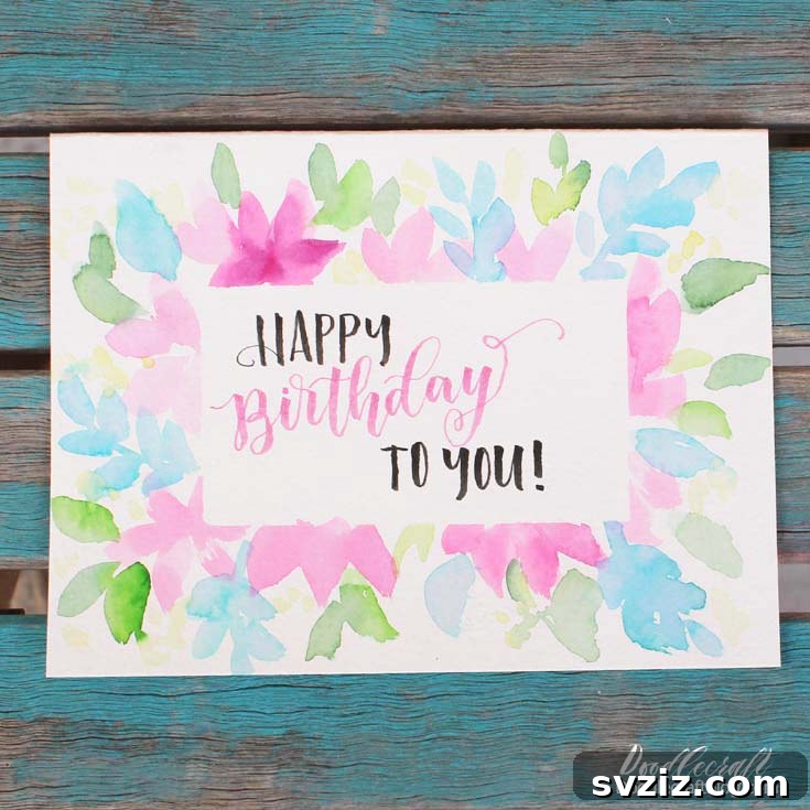 41 Creative Handmade Birthday Card Ideas 7 Watercolour and Hand Lettering Birthday Card