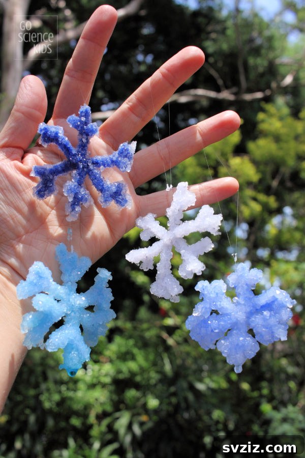 27 Creative Pipe Cleaner Crafts 12 Sparkling borax crystal snowflakes made with pipe cleaners, hung by thread.