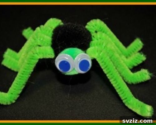 27 Creative Pipe Cleaner Crafts 3 Crafty pipe cleaner spiders with googly eyes, perfect for Halloween decorations.