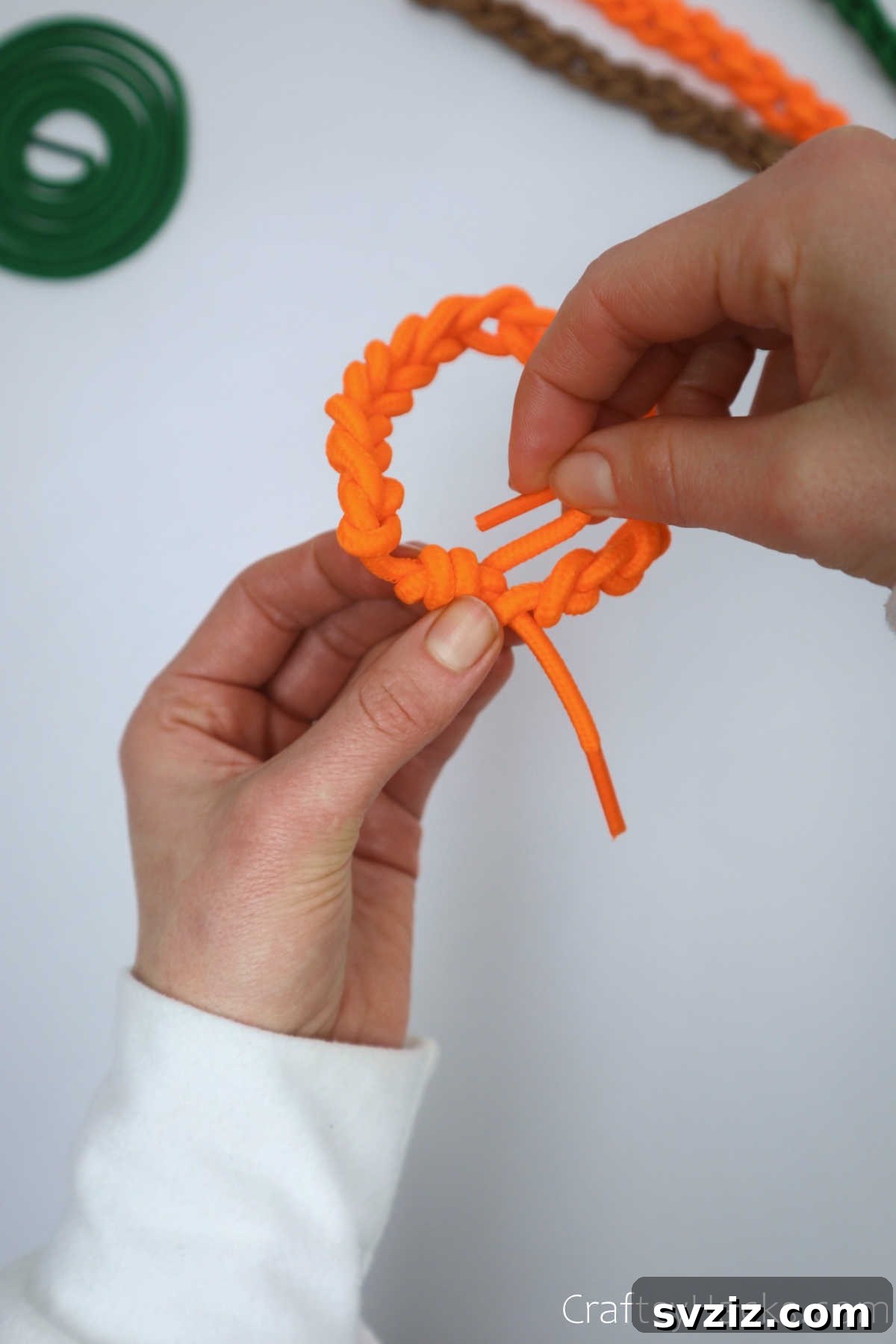 tucking in ends of shoelace