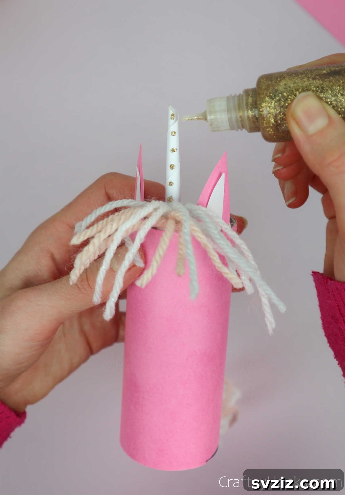 Magical Unicorn Toilet Roll Creations 26 adding glitter to horn