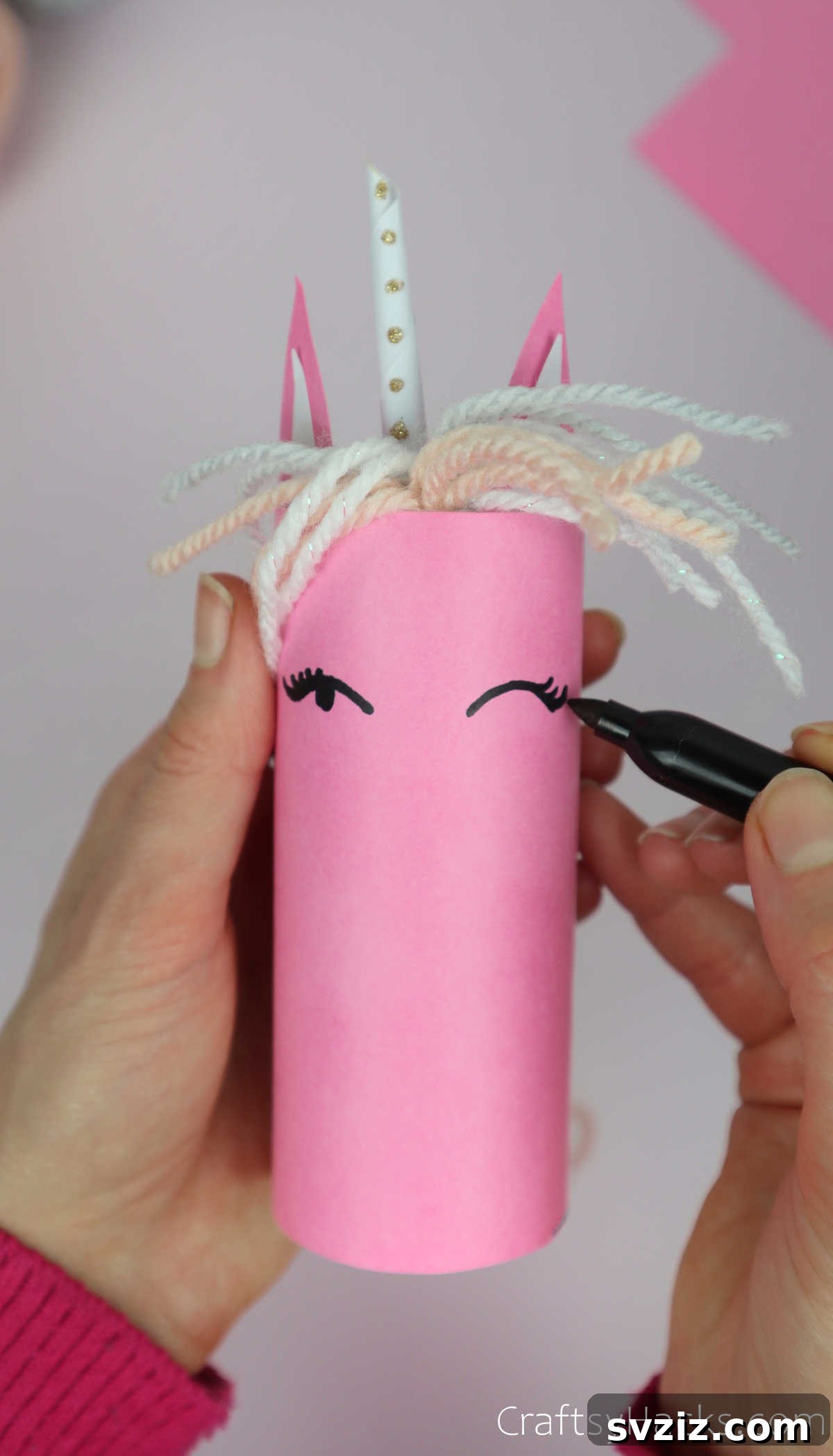 Magical Unicorn Toilet Roll Creations 27 drawing eyes on unicorn