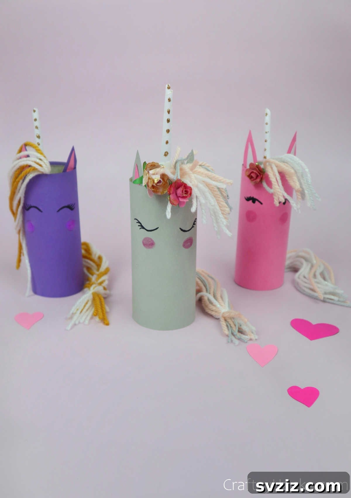 Magical Unicorn Toilet Roll Creations 28 three completed paper roll unicorns