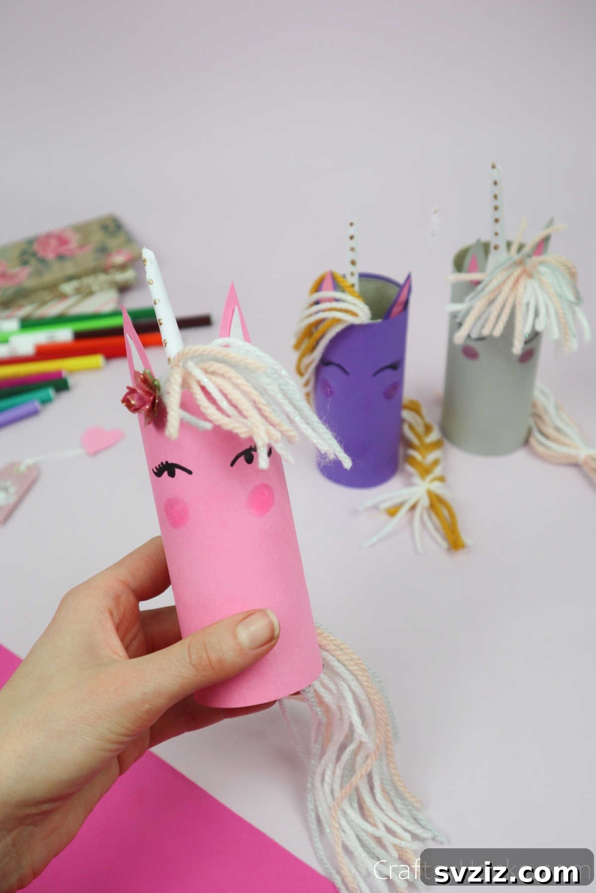 Magical Unicorn Toilet Roll Creations 29 holding pink unicorn