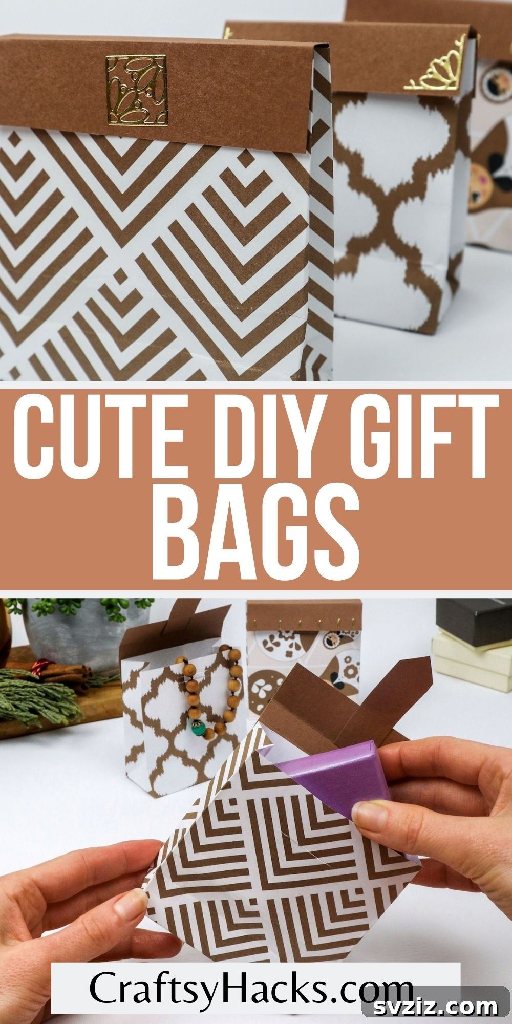 Homemade Touch: Custom Gift Bags 40 Several cute DIY gift bags, showcasing different patterns and embellishments, ready for use.