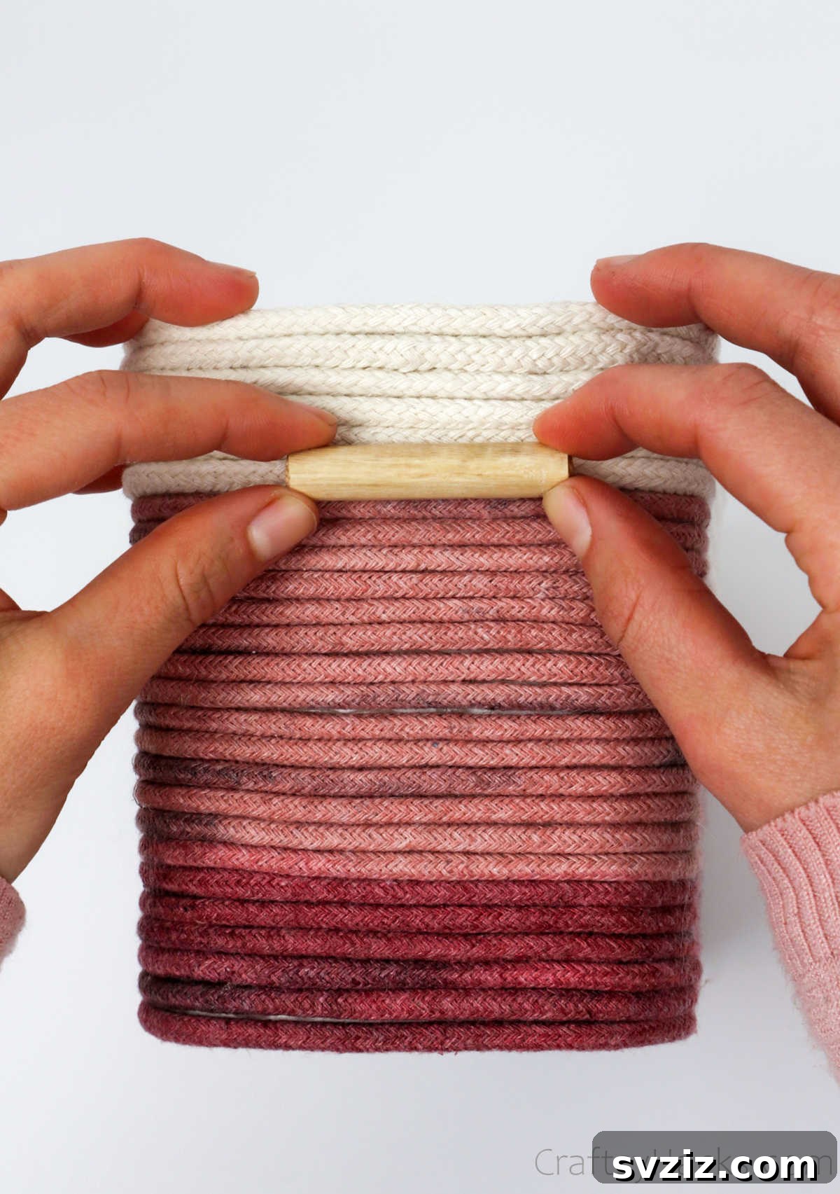 Stylish DIY Rope Basket 25 Securing a Glued Wooden Handle to the Rope Basket