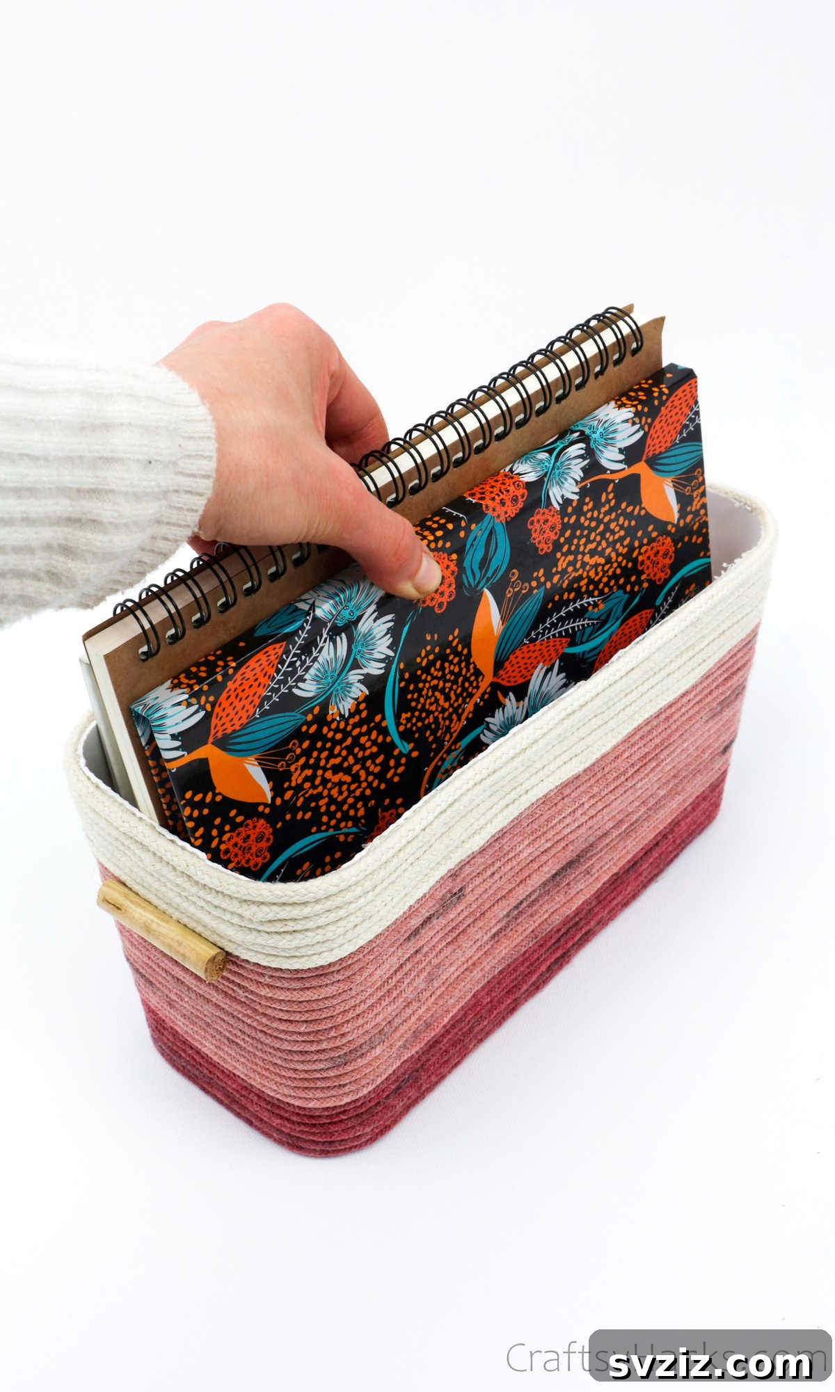 Stylish DIY Rope Basket 4 Notebooks Stored Neatly in a DIY Rope Basket