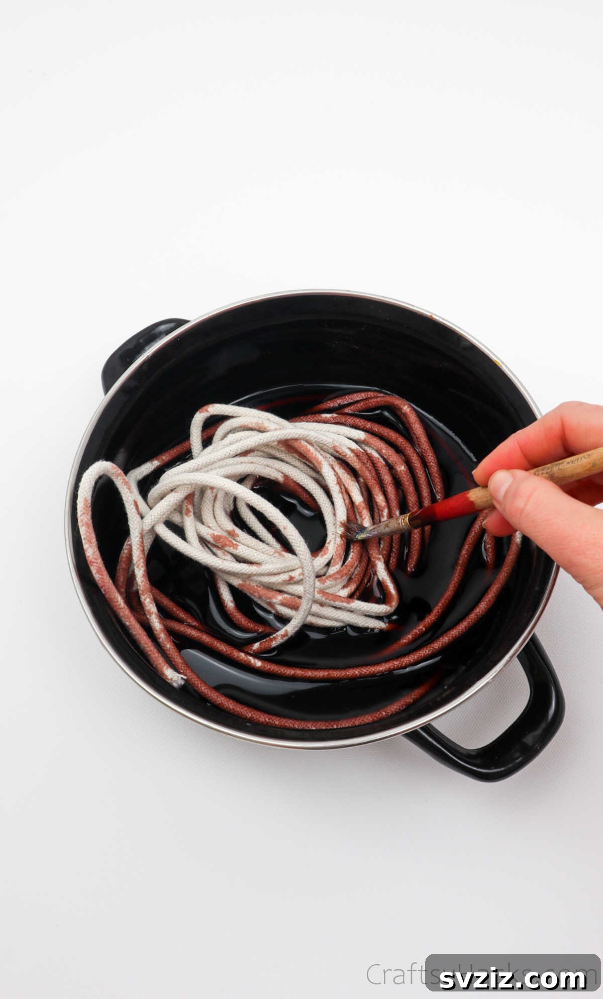 Stylish DIY Rope Basket 10 Immersing a Rope Bundle into Red Dye for Even Color