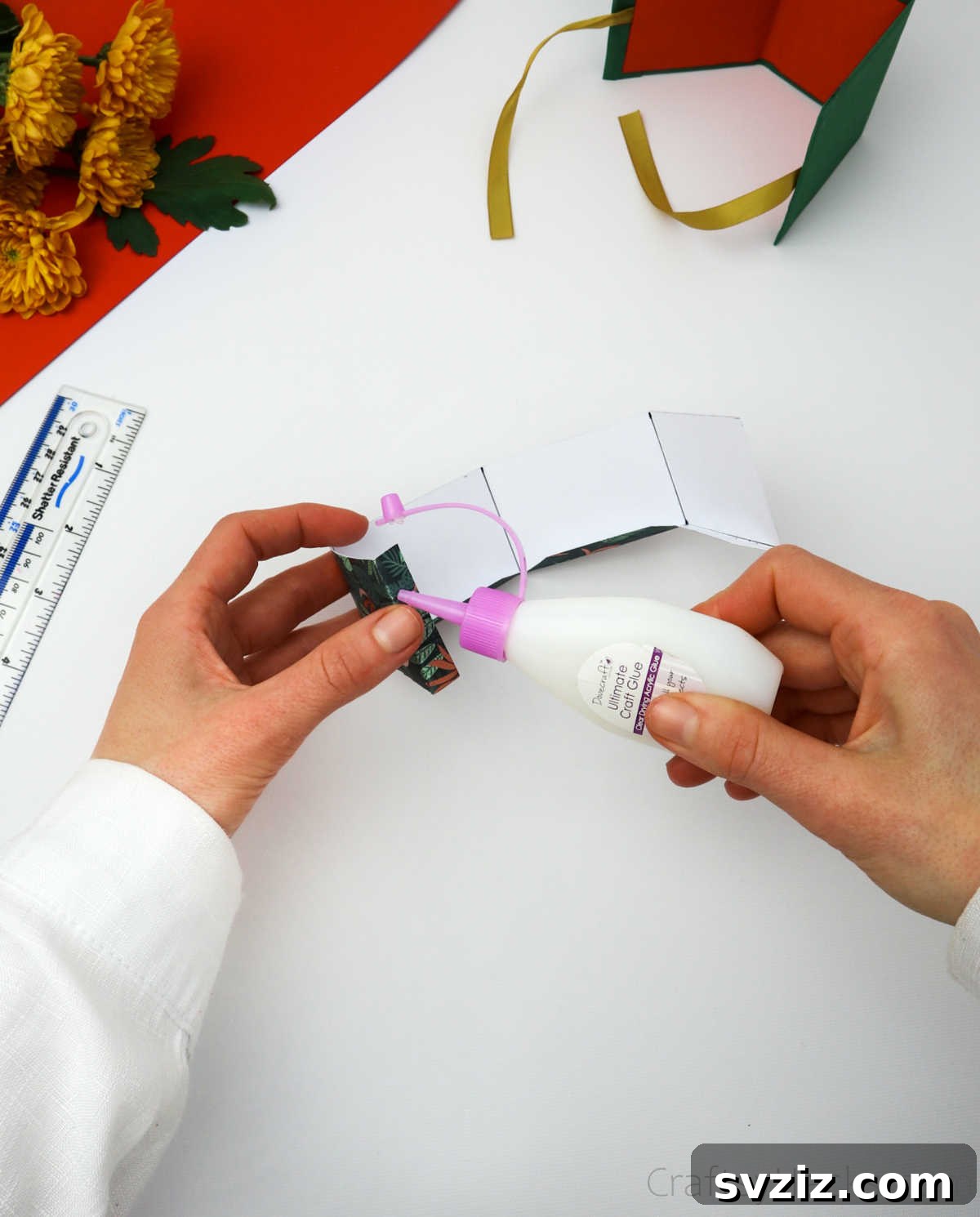 Craft Personalized Gift Boxes 19 adding glue to side of paper