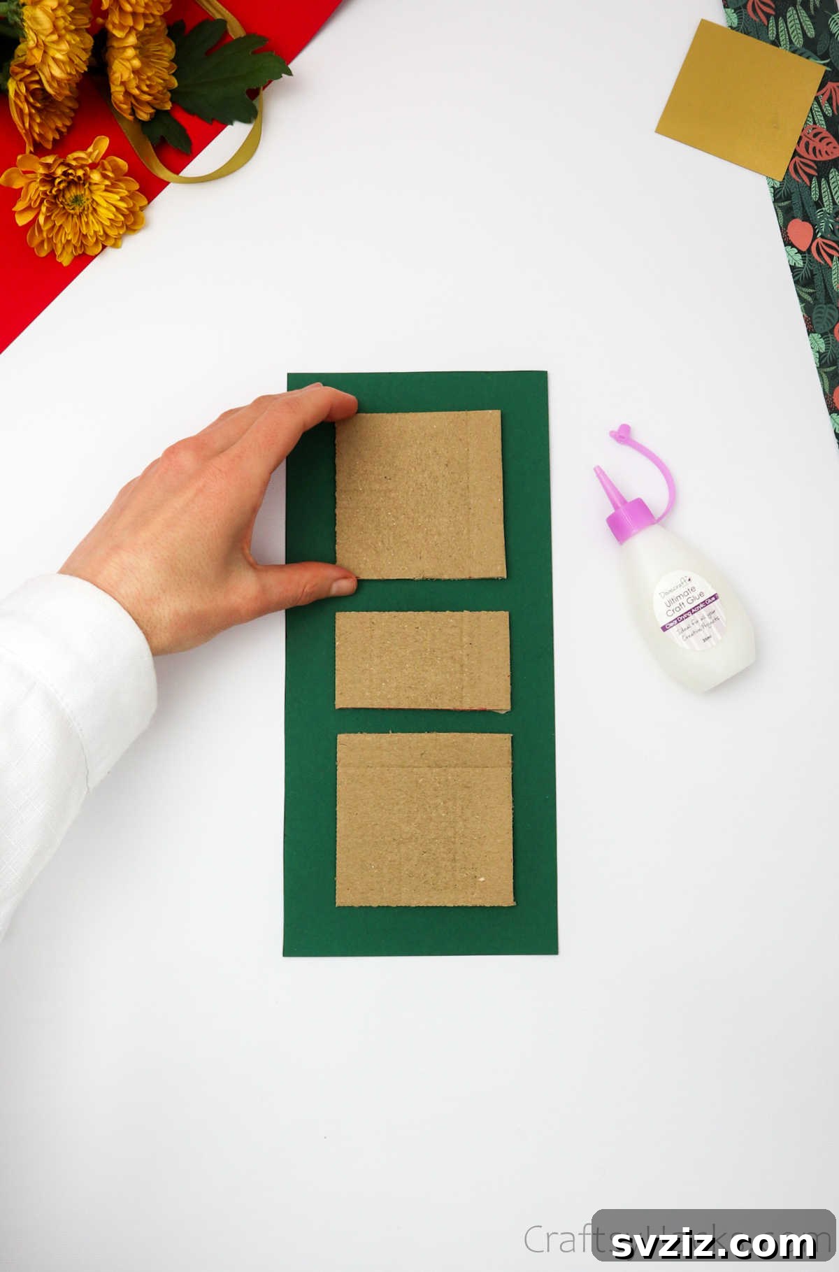 Craft Personalized Gift Boxes 6 glueing cardboard squares to paper