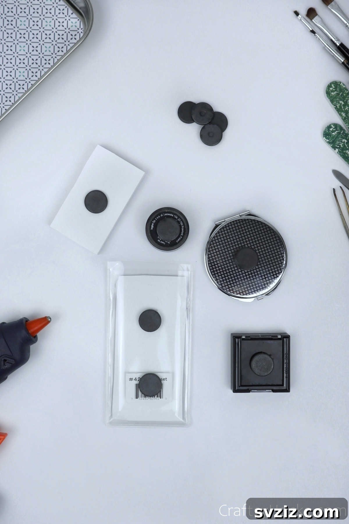 Gluing magnets to the back of various makeup items