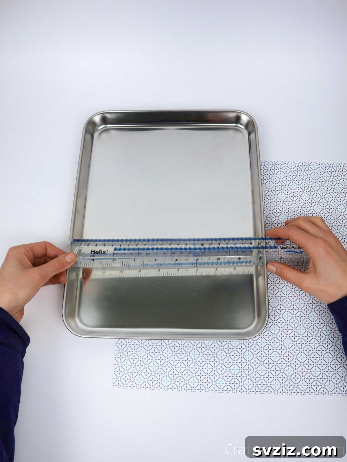 Measuring a metal tray for a DIY project