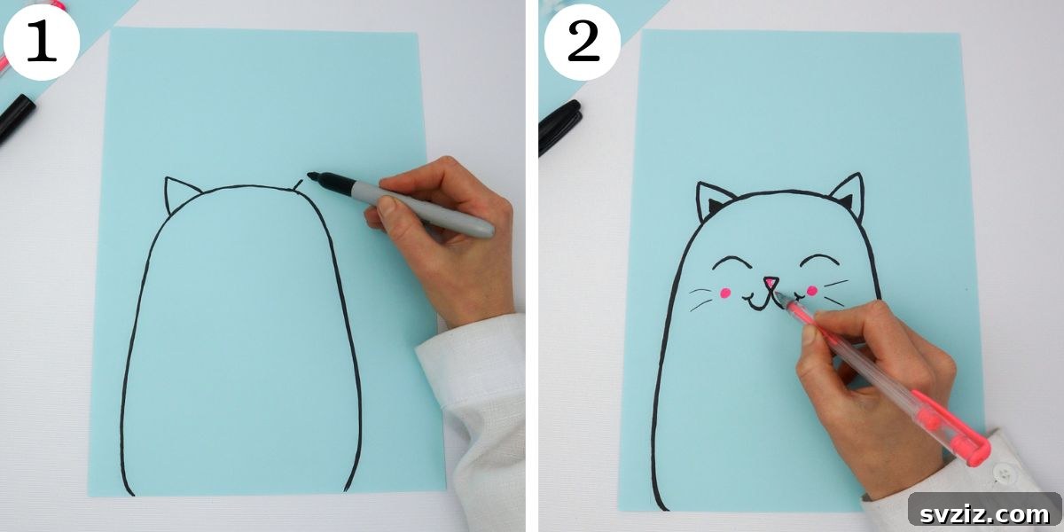 Create Adorable Paper Squishies Print Play 4 Paper squishy design being drawn and colored on paper.