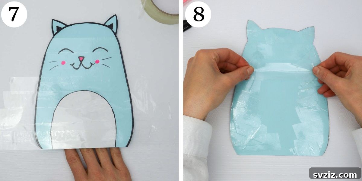 Create Adorable Paper Squishies Print Play 7 Taping the back of the paper squishy and sealing edges, leaving an opening.