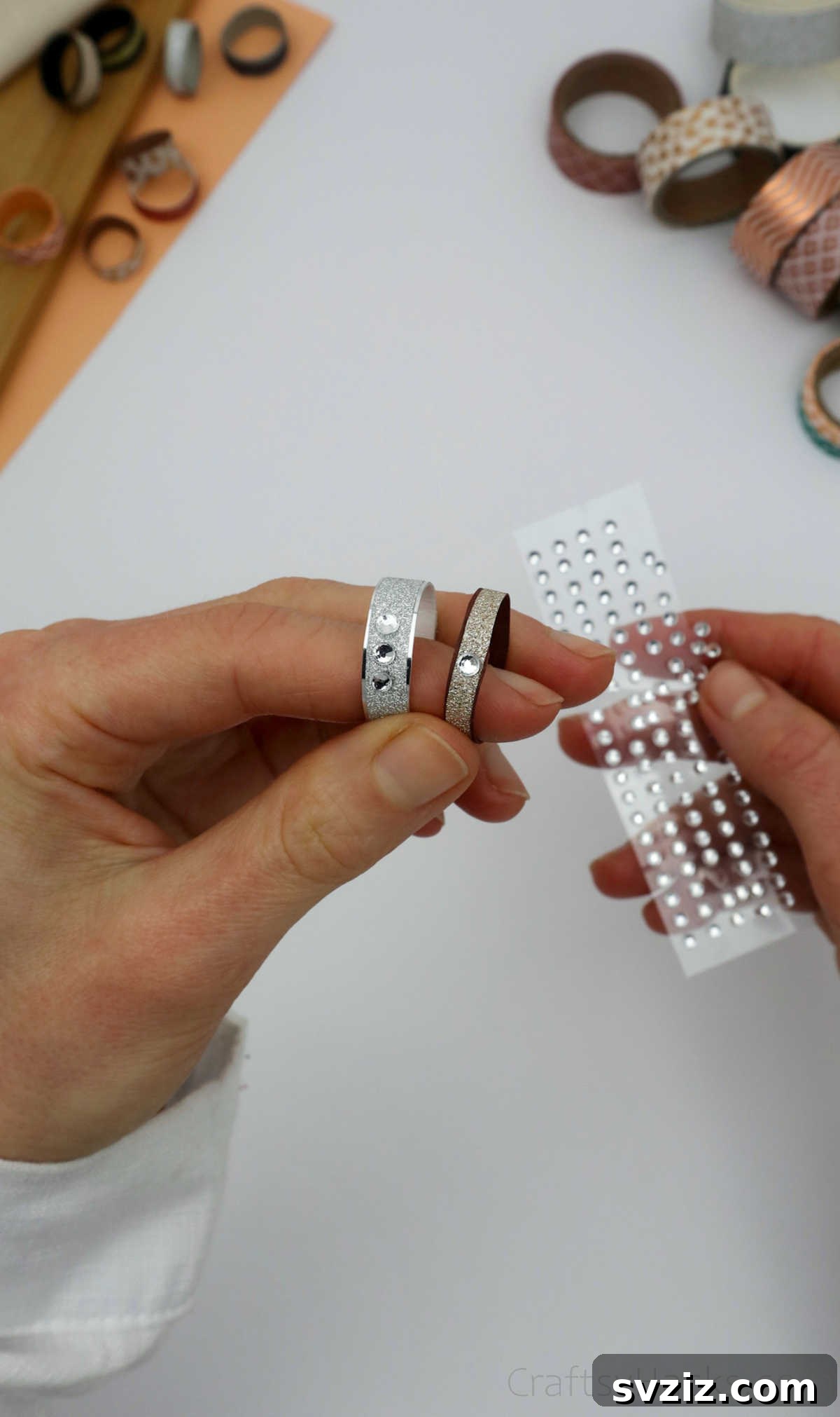 Craft Your Own Paper Ring 25 adding gems to rings