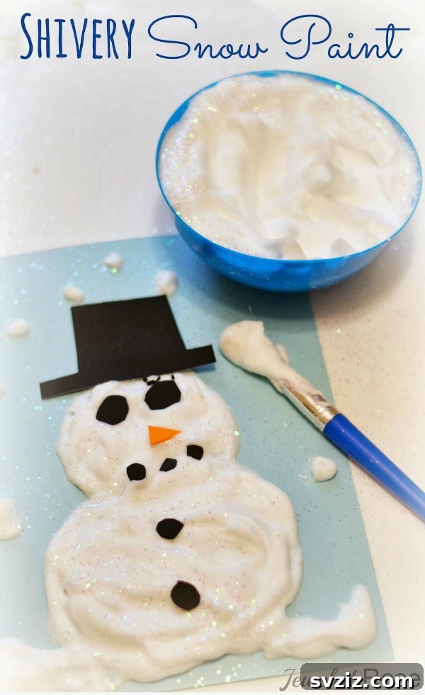 Children making and painting with fluffy, textured snow paint.