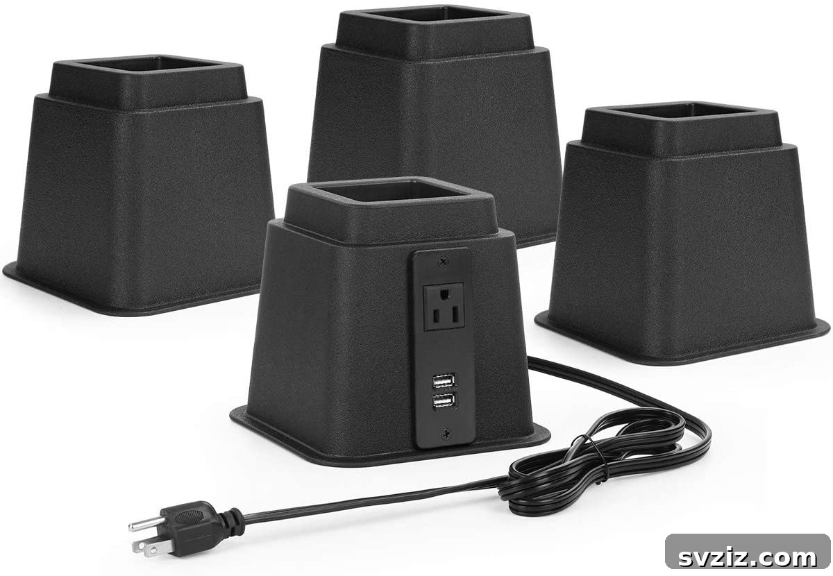 Genius Student Strategies 20 Bed Riser with Charging Ports
