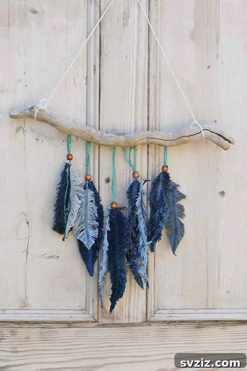 Denim Feather Wall Decor