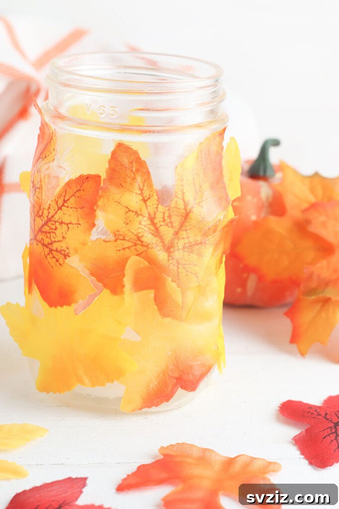 Mason Jar Leaf Lantern
