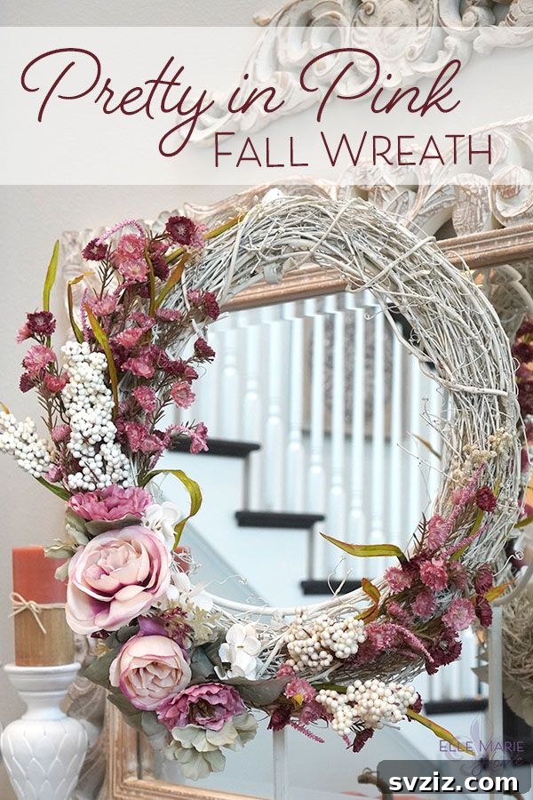 27 Creative DIY Fall Wreath Designs 19 Chic Pretty in Pink Fall Wreath with dusky rose tones