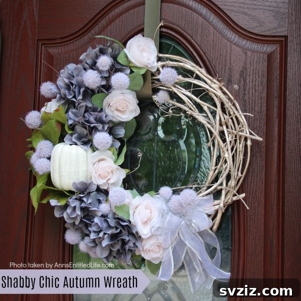 27 Creative DIY Fall Wreath Designs 3 Elegant Shabby Chic Autumn Wreath with delicate flowers