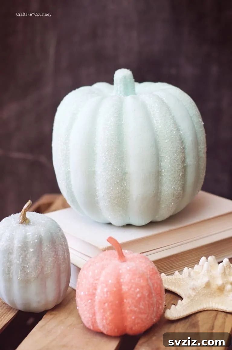 Harvesting Joy: 27 Fall Baby Shower Concepts 13 Diamond Dust Pumpkin Decor