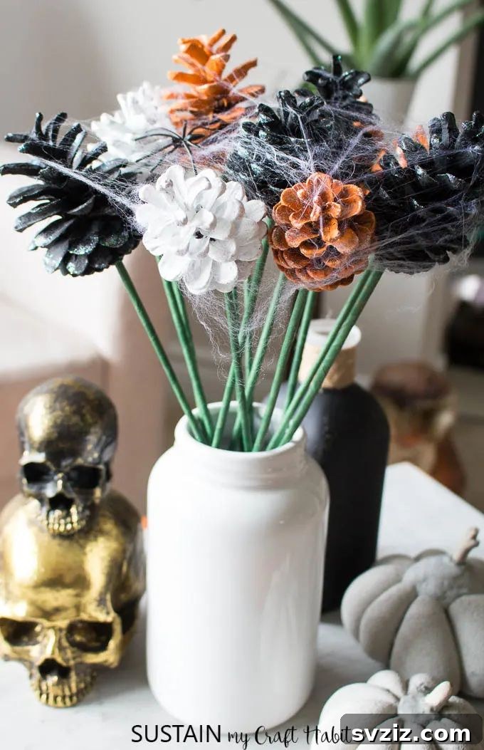 Charming Autumn Pine Cone Creations 12 Halloween Flowers From Pinecones