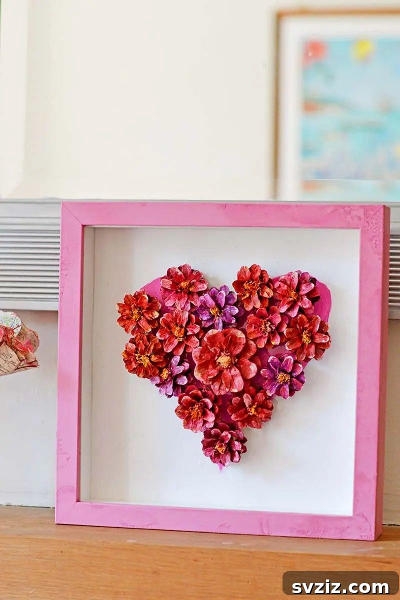 Charming Autumn Pine Cone Creations 8 Pinecone Flower Heart Decoration