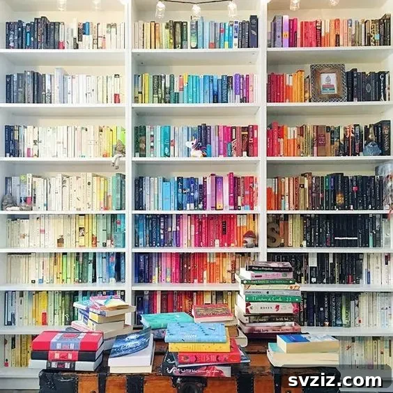 20 Brilliant Hacks for a Sparkling Spring Clean 19 Organize Bookshelves by Color and Size