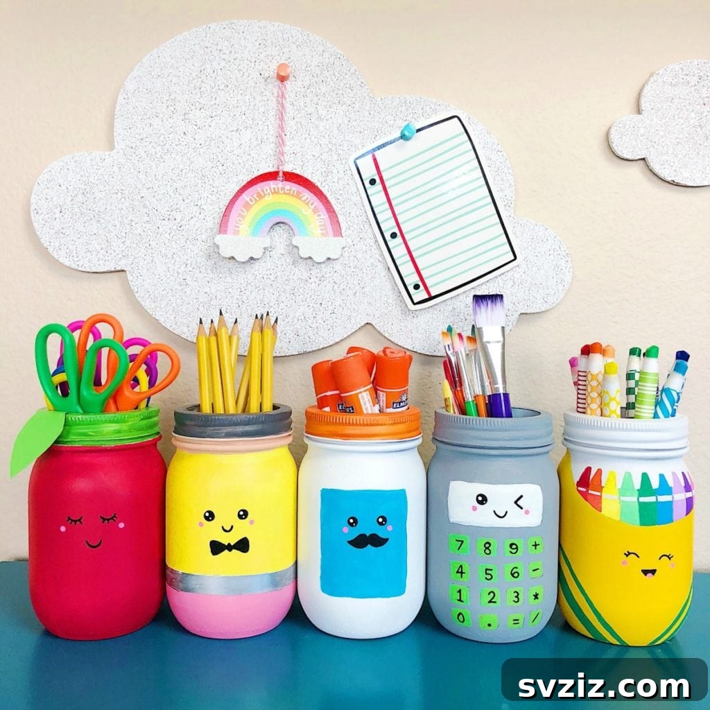 Creative Classroom Crafts for Educators 20 Decorated Mason Jars for School Supplies