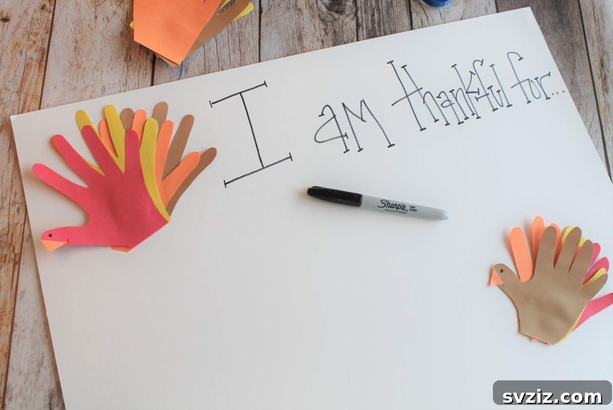 27 Festive Thanksgiving Craft Ideas 15 Handprint Turkey Thankful Chart