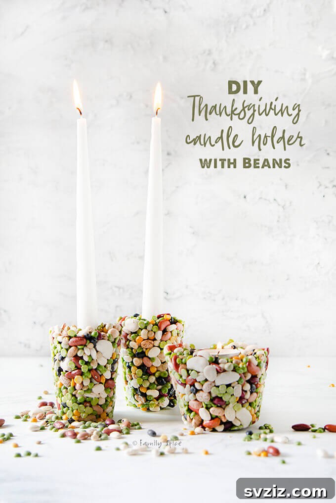 27 Festive Thanksgiving Craft Ideas 5 DIY Candle Holder With Beans