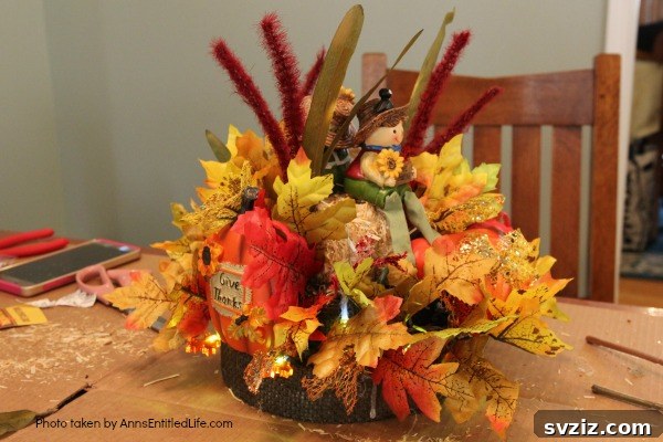 Dollar Store Lighted Thanksgiving Centerpiece