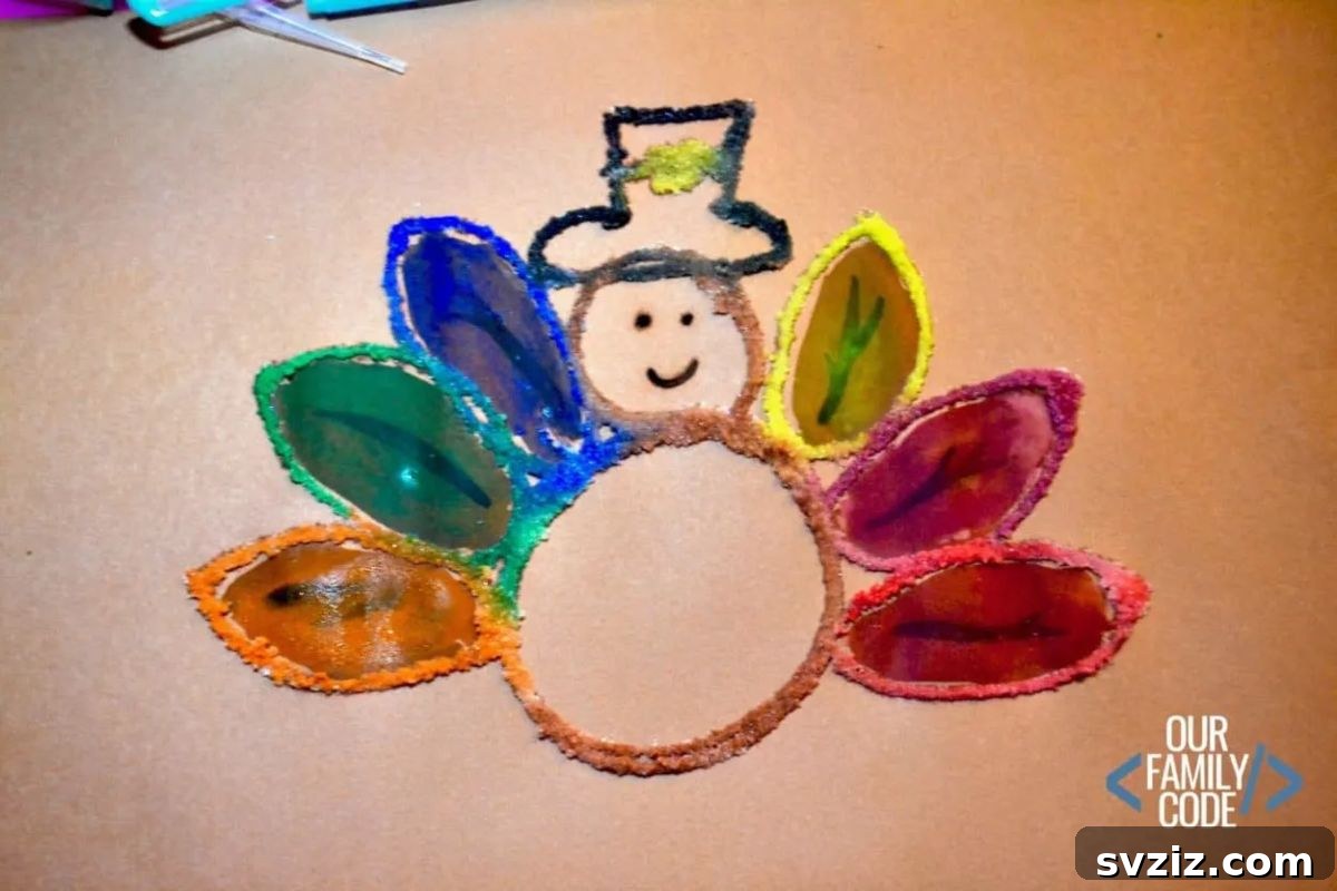 Festive Thanksgiving Crafts for Little Ones 18 Thanksgiving Salt Painting