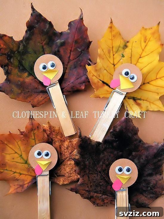 Festive Thanksgiving Crafts for Little Ones 7 Clothespin and Leaf Turkey