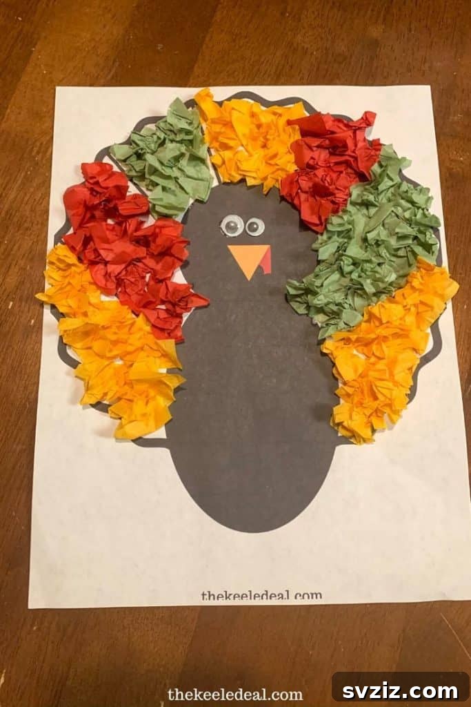 27 Fun Thanksgiving Crafts for Toddlers 10 Tissue Paper Turkey